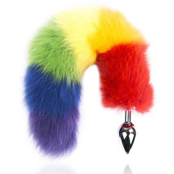 colorful fox tail steel butt plug 2