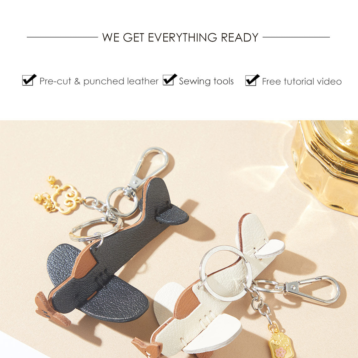 G8activist® Sheep Leather Airplane Keychain DIY Kits - Image 5