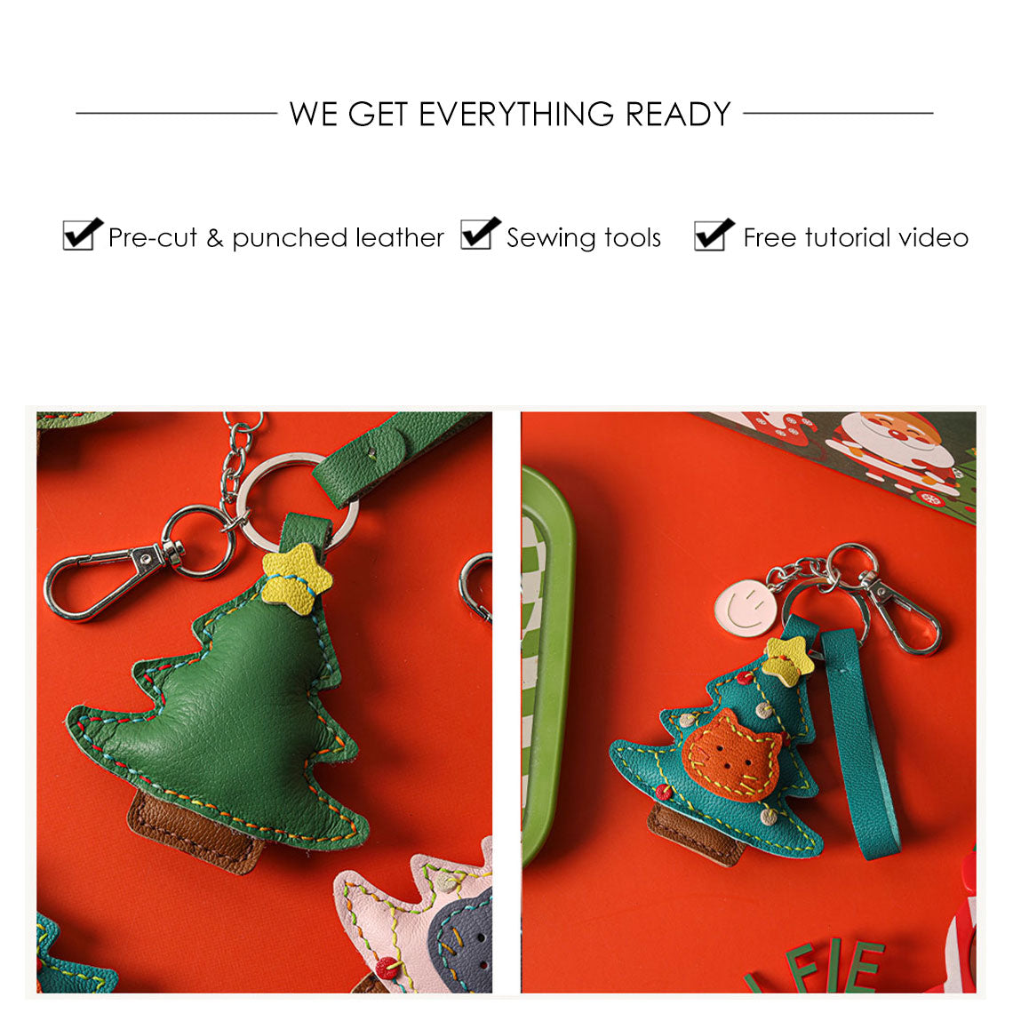 G8activist® Leather Kitty Christmas Tree Keychain DIY Kit - Image 2
