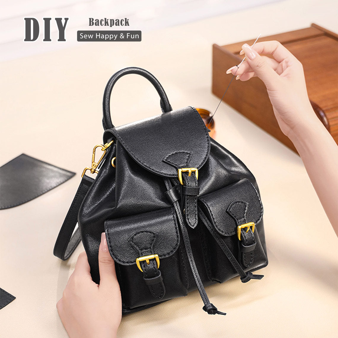 G8activist® Top Grain Leather Black Backpack DIY Kit - Image 2
