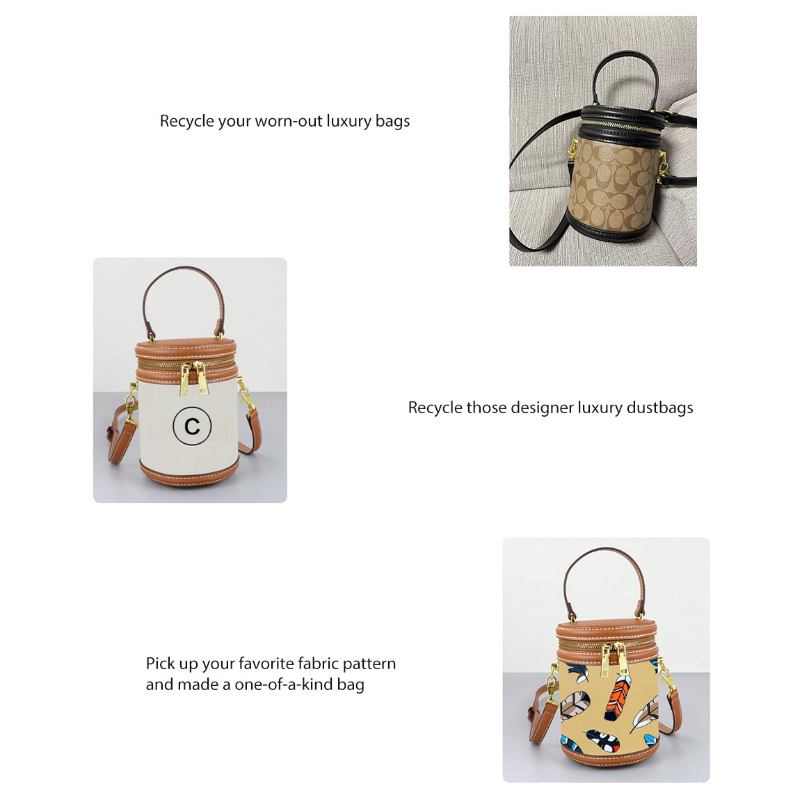 G8activist® Leather Dustbag Recycle Round Bag DIY Kits - Image 3
