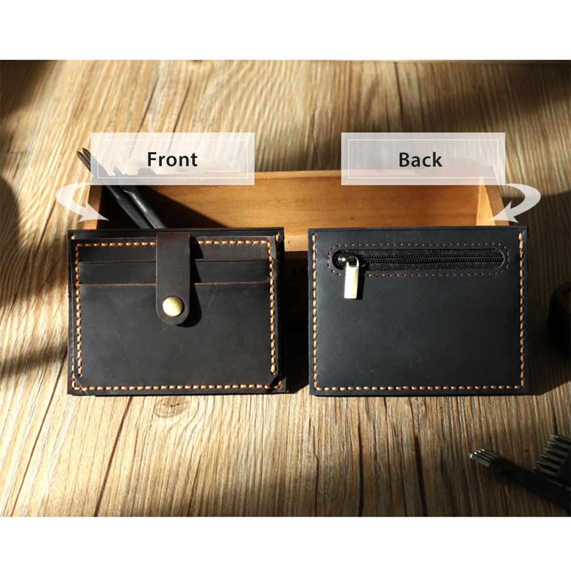 G8activist® Crazy Horse Leather Double Card Holder DIY Kits - Image 9