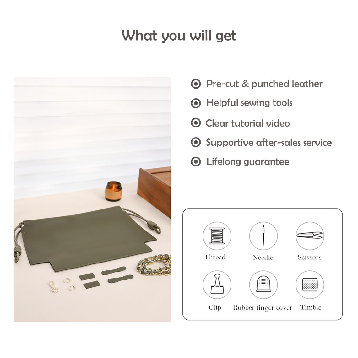 G8activist® Leather Drawstring Chain Clutch DIY Kit - Image 4