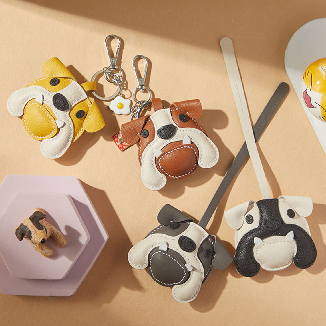 G8activist® Sheep Leather Bulldog Keychain DIY Kits - Image 2