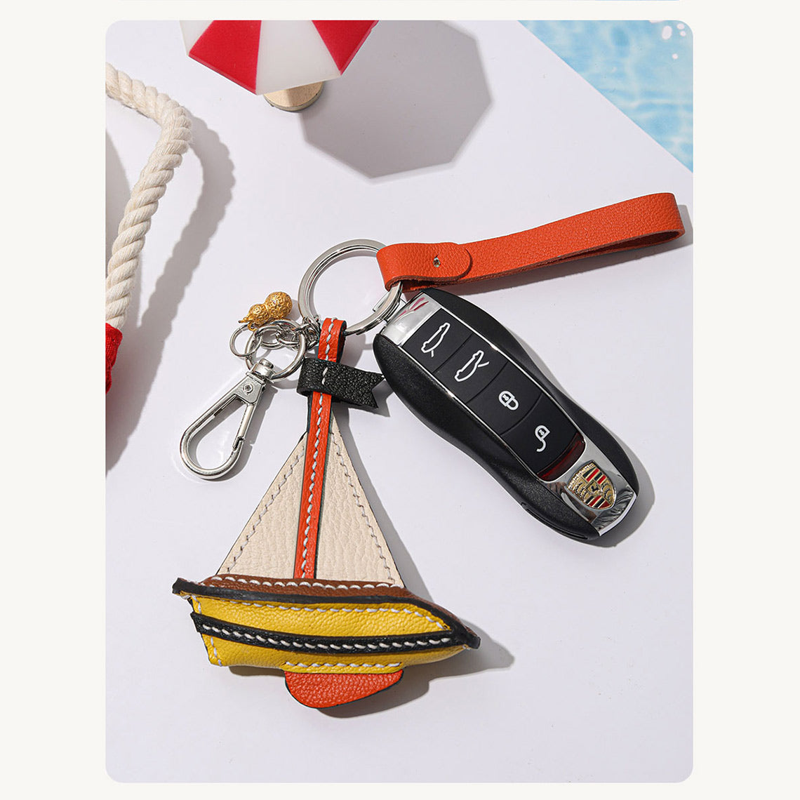 G8activist® Sheep Leather Sailboat Keychain Charm DIY Kits - Image 4
