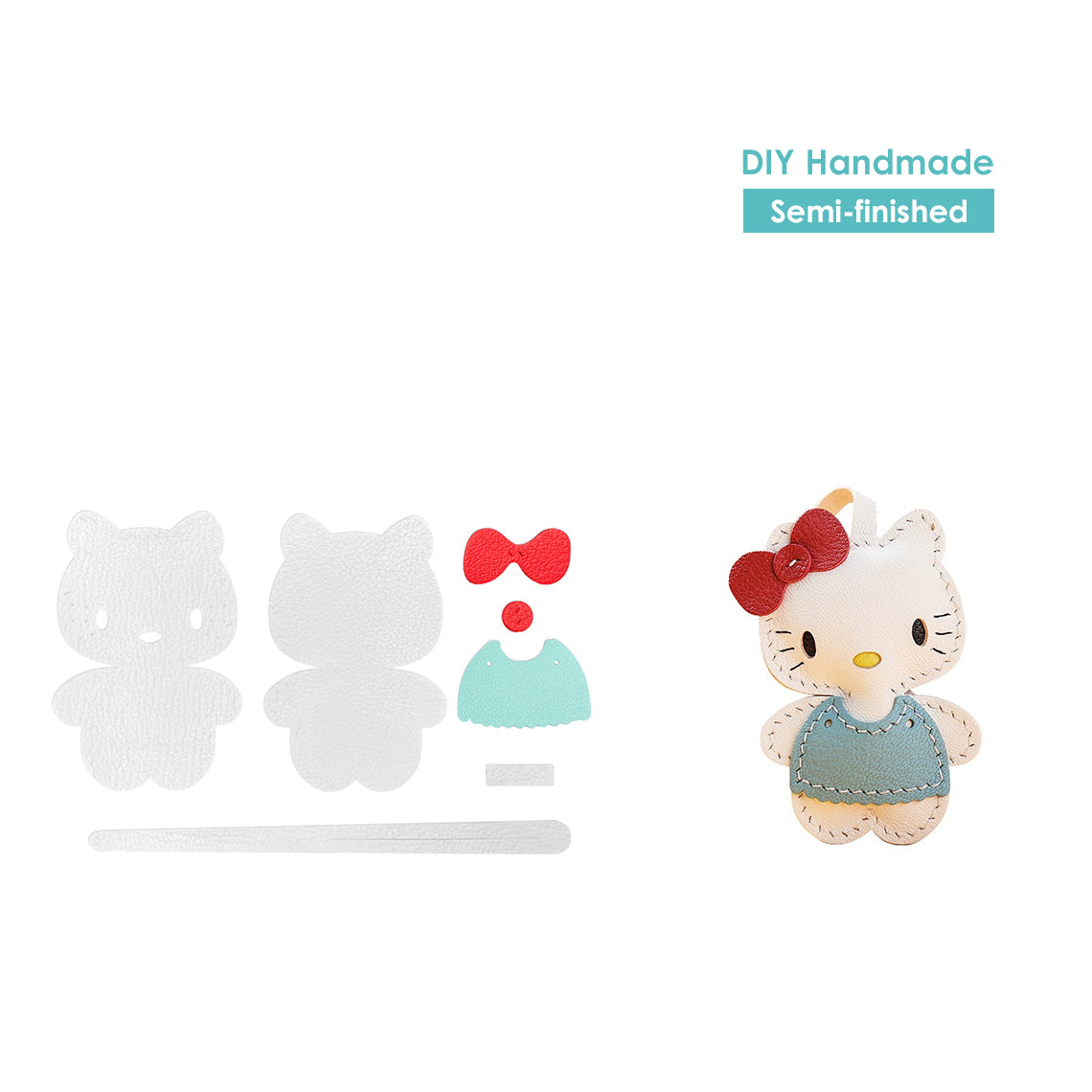 G8activist® Sheep Leather Little Kitty Keychain Charm DIY Kit