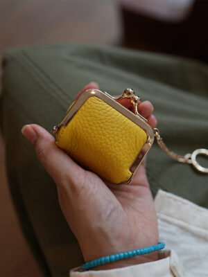 Top Grain Leather Kiss Lock Mini Bag