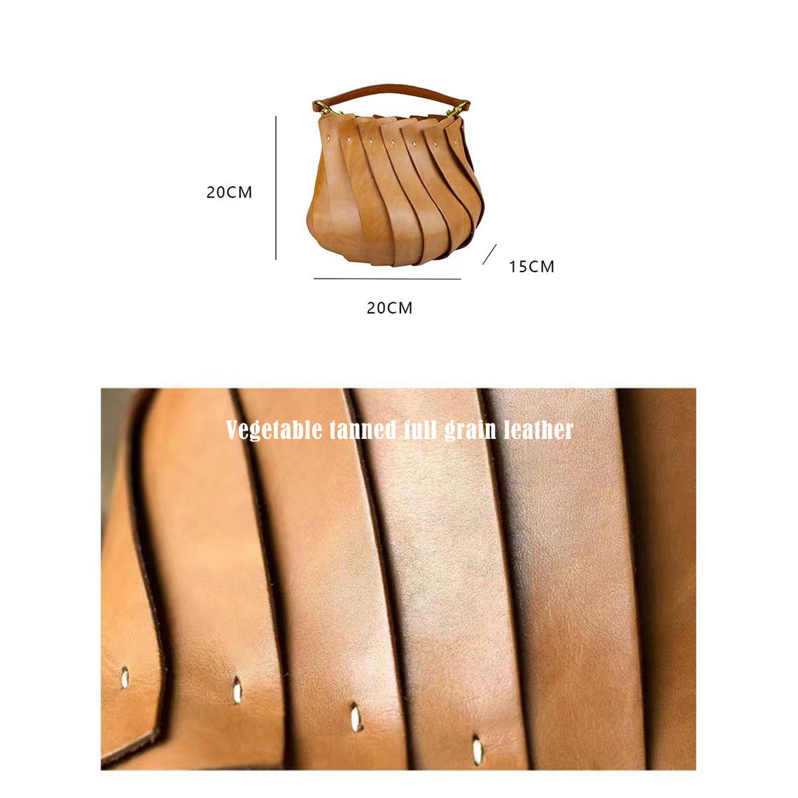 Vegetable Tanned Leather Design Shell Handbag - Image 5