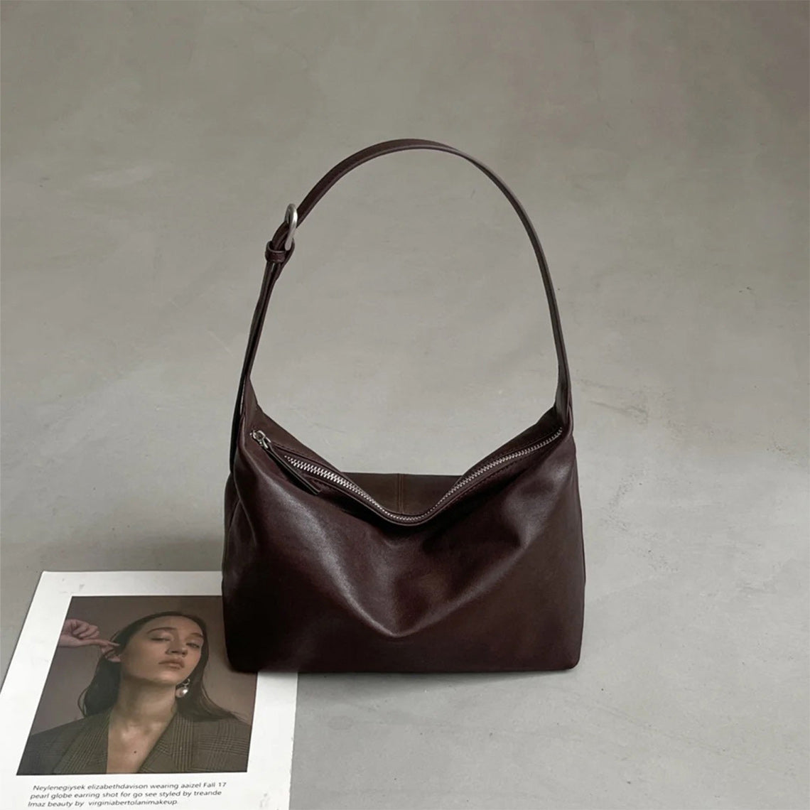 Vegetable Tanned Leather Minimalist Shoulder Bag