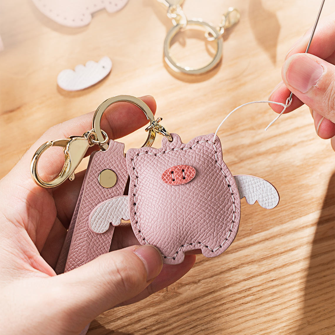 G8activist® Leather Flying Pig Keychain DIY Kit - Image 2