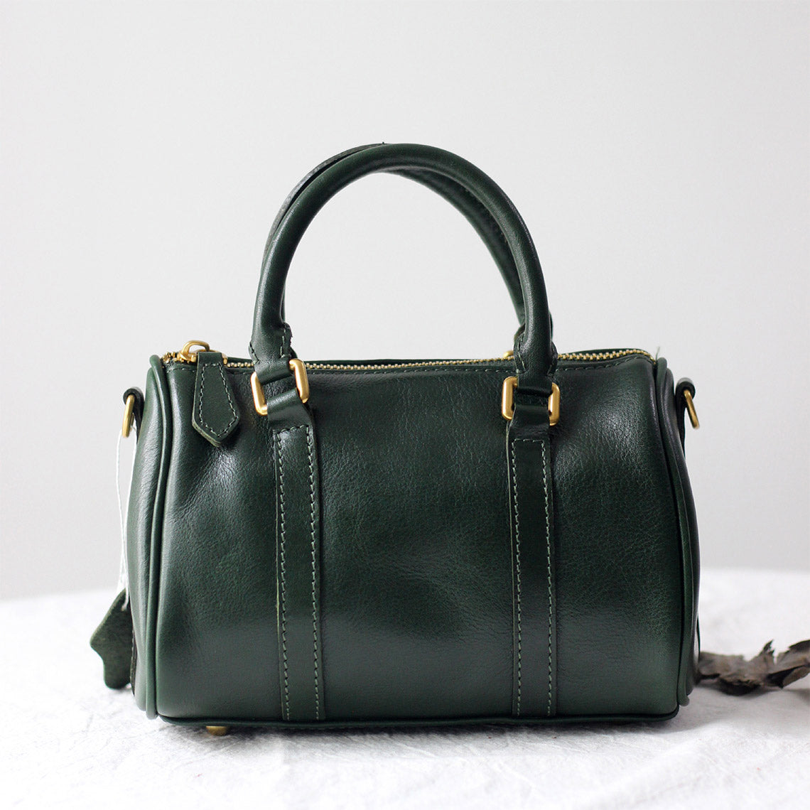 Vegetable Tanned Leather Small Boston Handbag - Image 7
