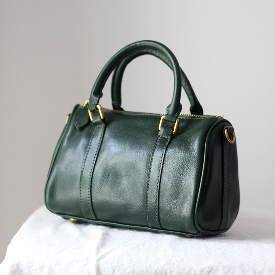 Vegetable Tanned Leather Small Boston Handbag - Image 8