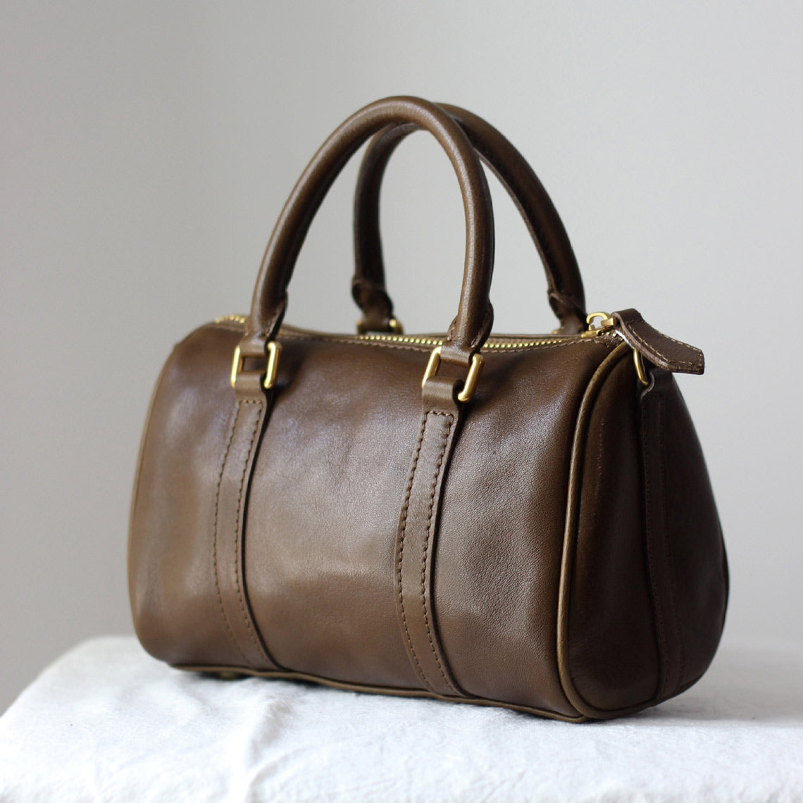 Vegetable Tanned Leather Small Boston Handbag - Image 6