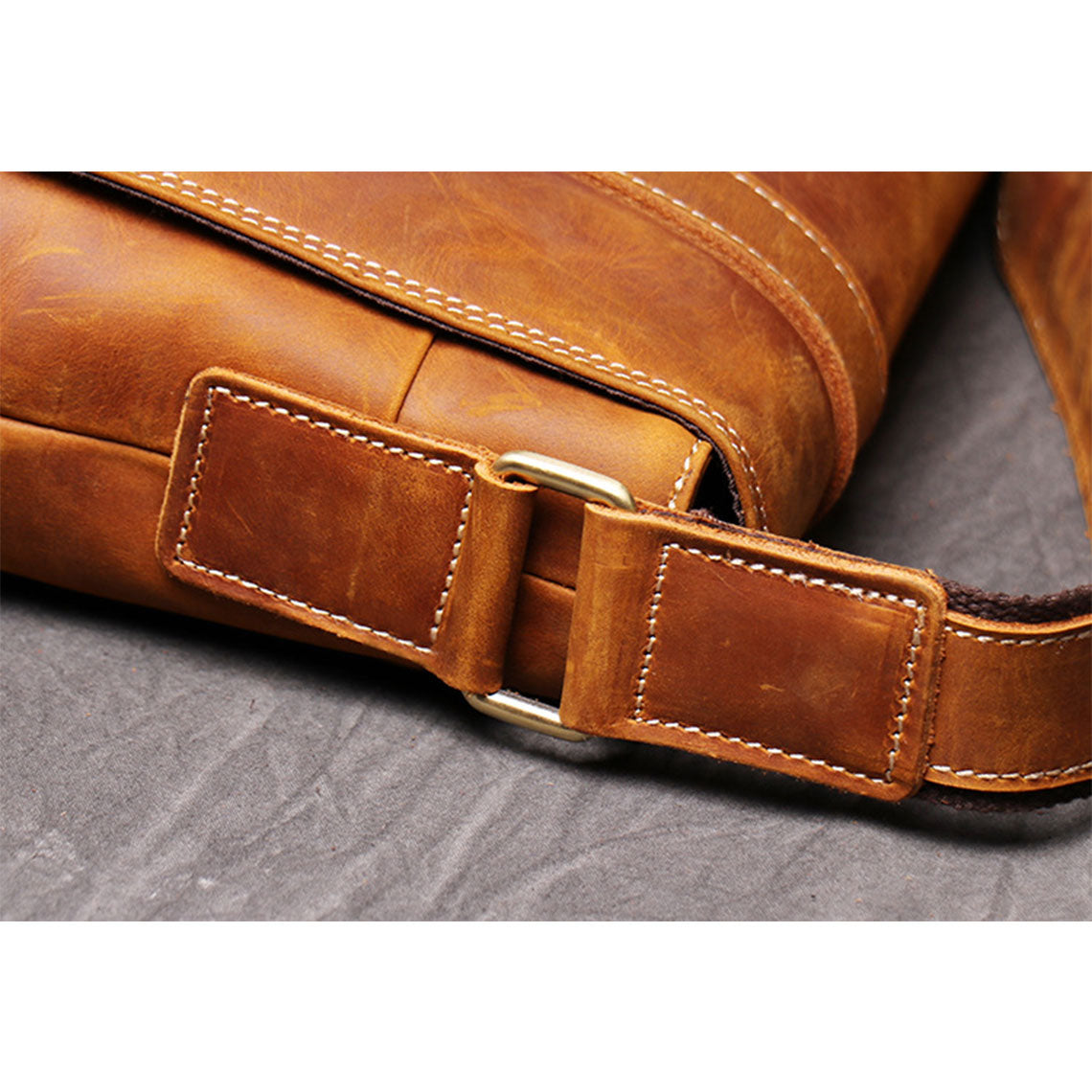 Crazy Horse Leather Men's Messenger Satchel Bag - Image 12