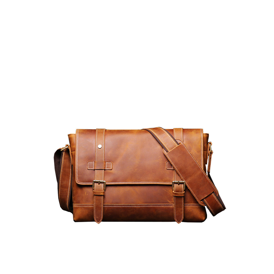 Crazy Horse Leather Men's Messenger Satchel Bag