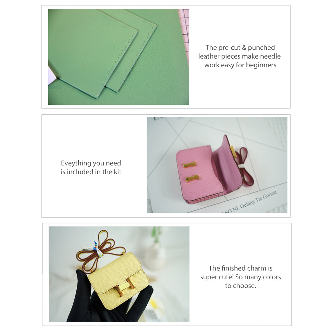 G8activist® Full Grain Leather Tofu Constance Bag Charm DIY Kits - Image 5