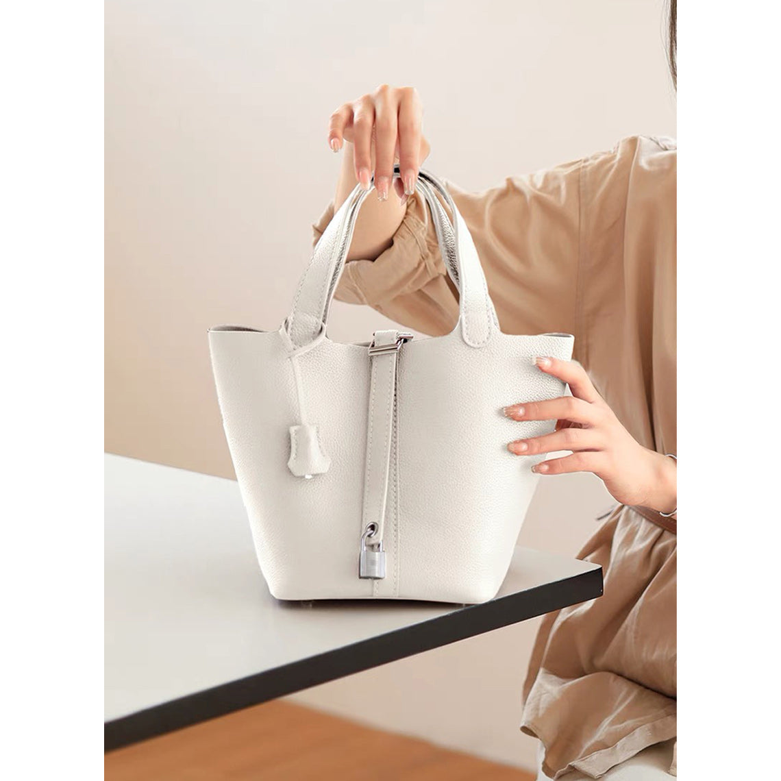 G8activist® Top Grain Leather Lady Picotion Lock Totes Bag DIY Kit - Price Drop at Checkout - Image 13