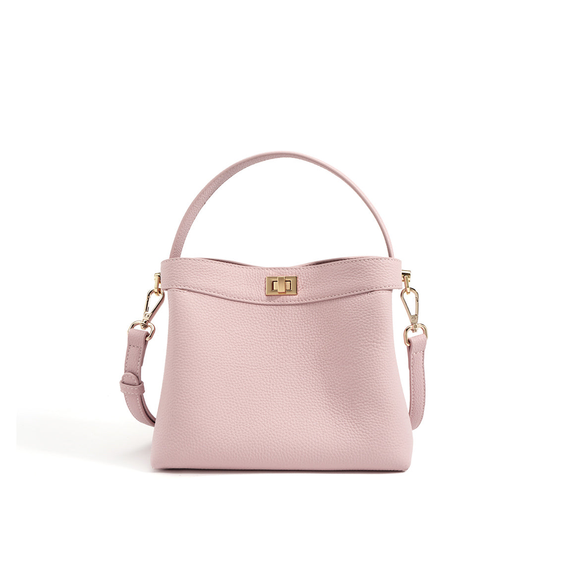 Top Grain Leather Top Handle Small Bucket Bag - Image 9