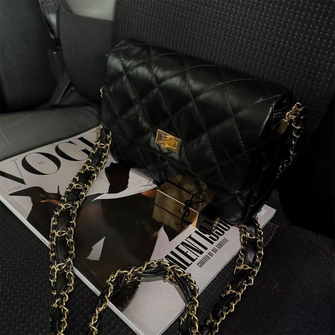 Top Grain Leather Chic Quilted Flap Bag - Image 2