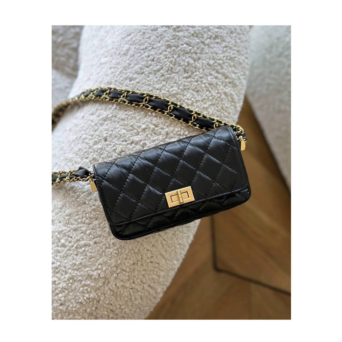 Top Grain Leather Chic Quilted Flap Bag - Image 8