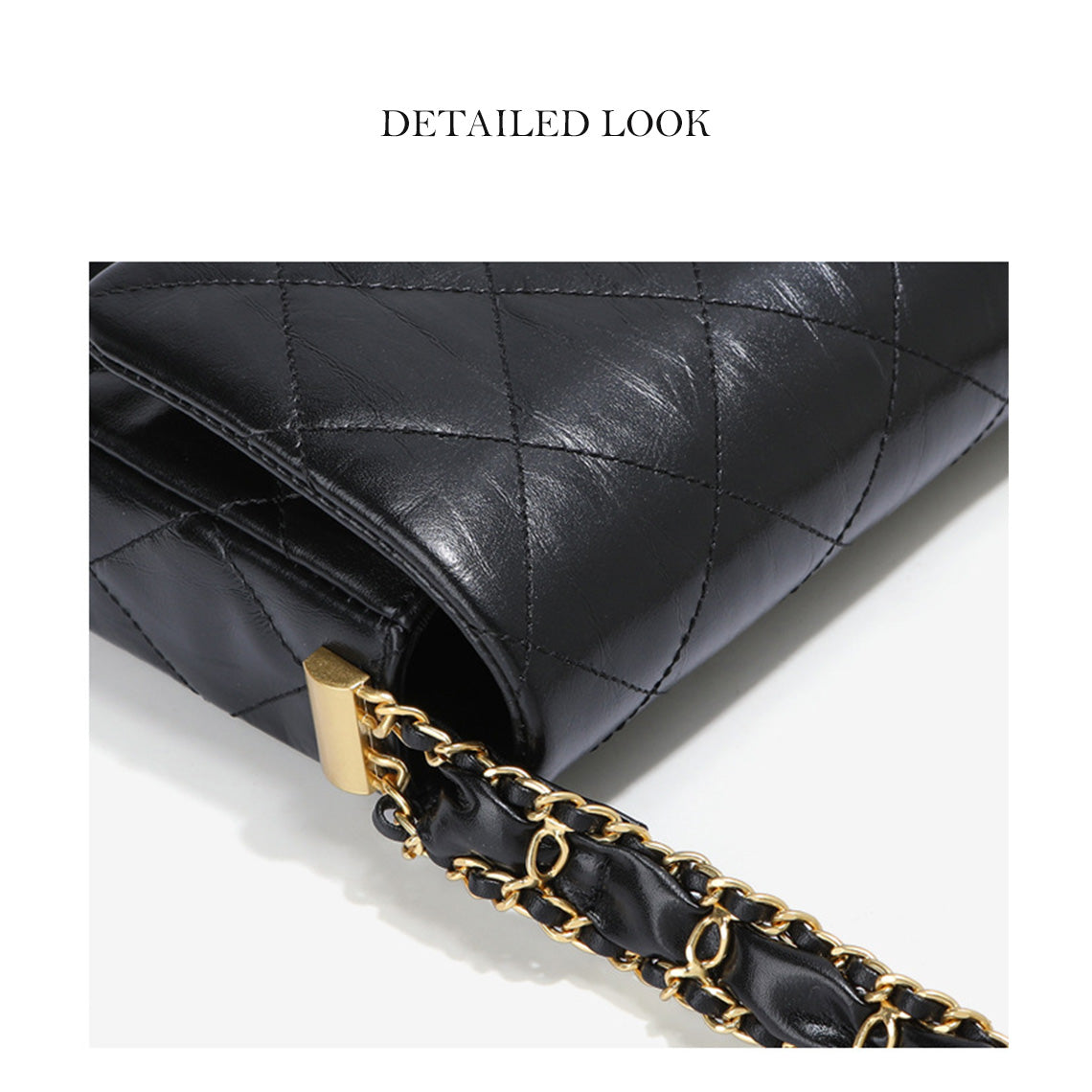 Top Grain Leather Chic Quilted Flap Bag - Image 6