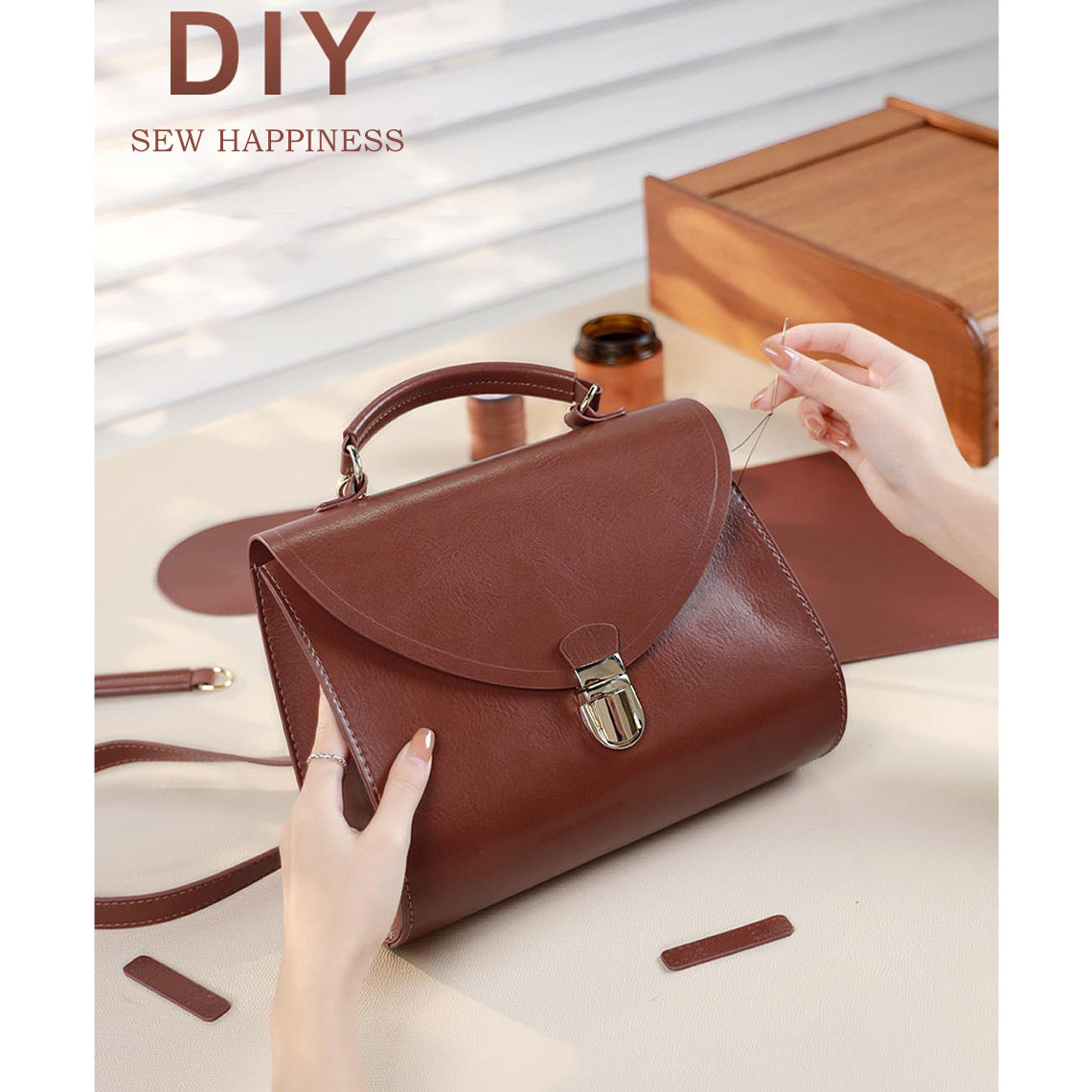 G8activist® Leather Vintage Top Handle Crossbody Bag DIY Kit | Price Drop at Checkout - Image 2