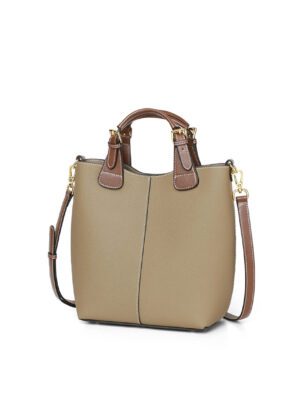 Top Grain Leather Top Handle Bucket Bag
