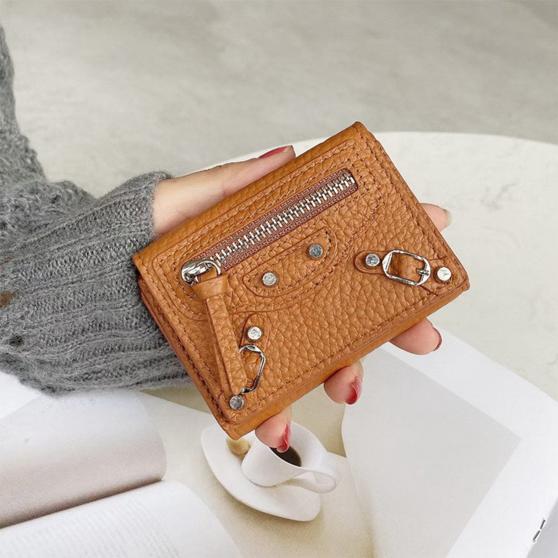 Top Grain Leather Trifold Wallet for Women - Image 4