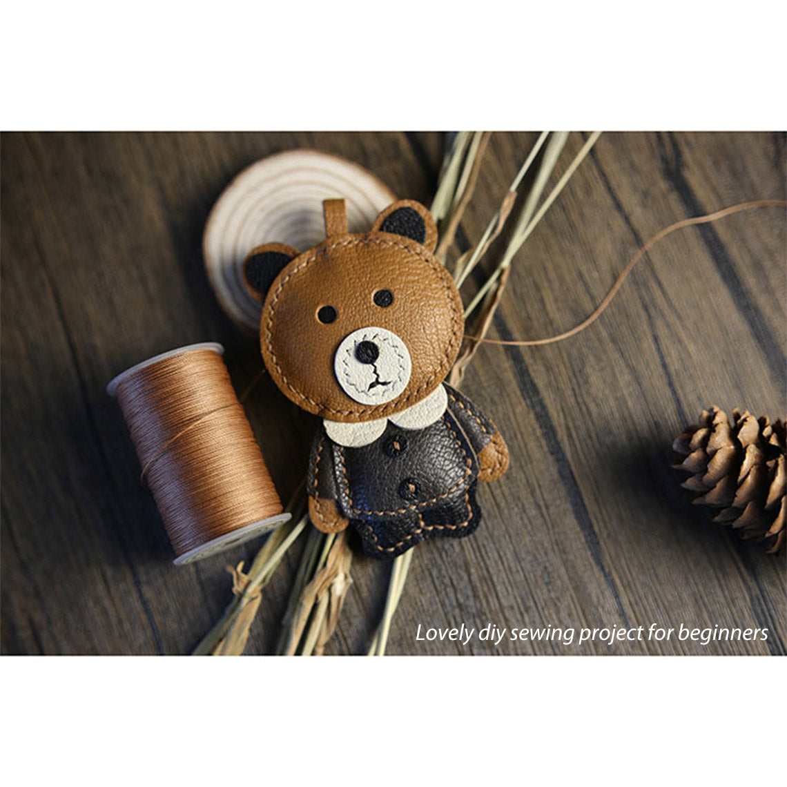 G8activist® Leather Brown Bear Keychain Charm DIY Kit - Image 6