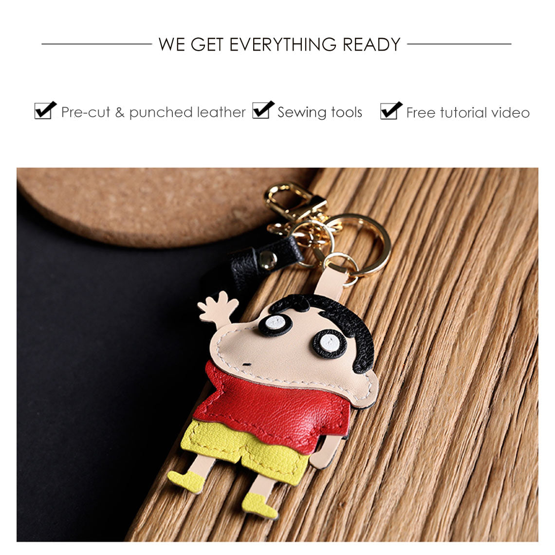 G8activist® Sheep Leather Crayon Shin-chan Keychain DIY Kit - Image 2