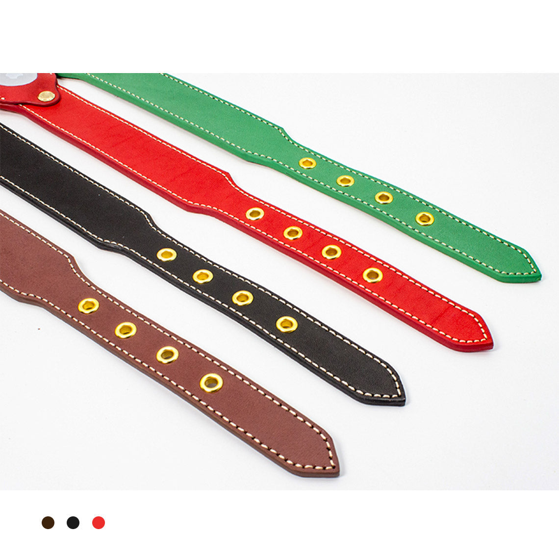 Genuine Leather Dog Collar with Airtag Case - Black - Image 4