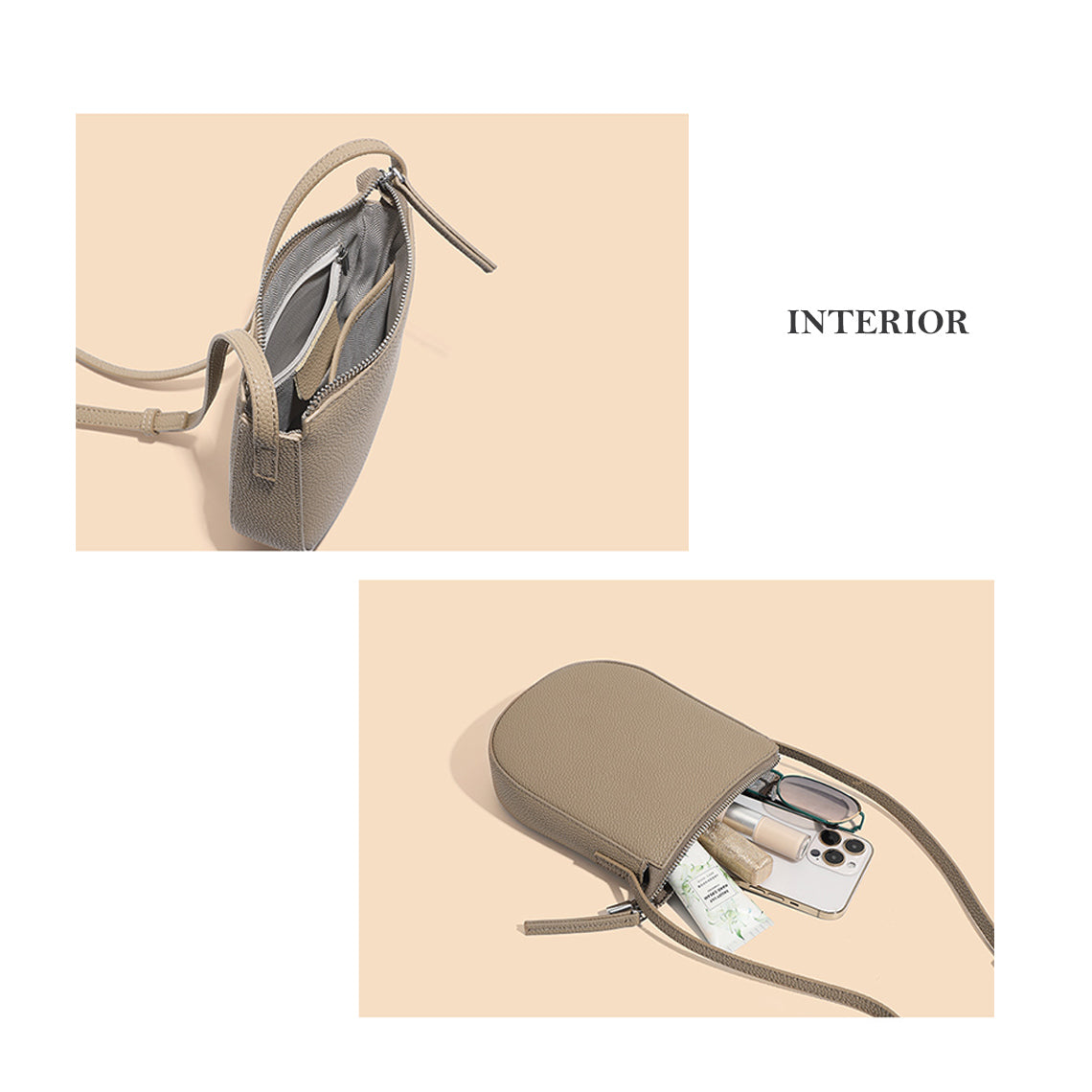 Leather Simple Crossbody Phone Bag - Image 3