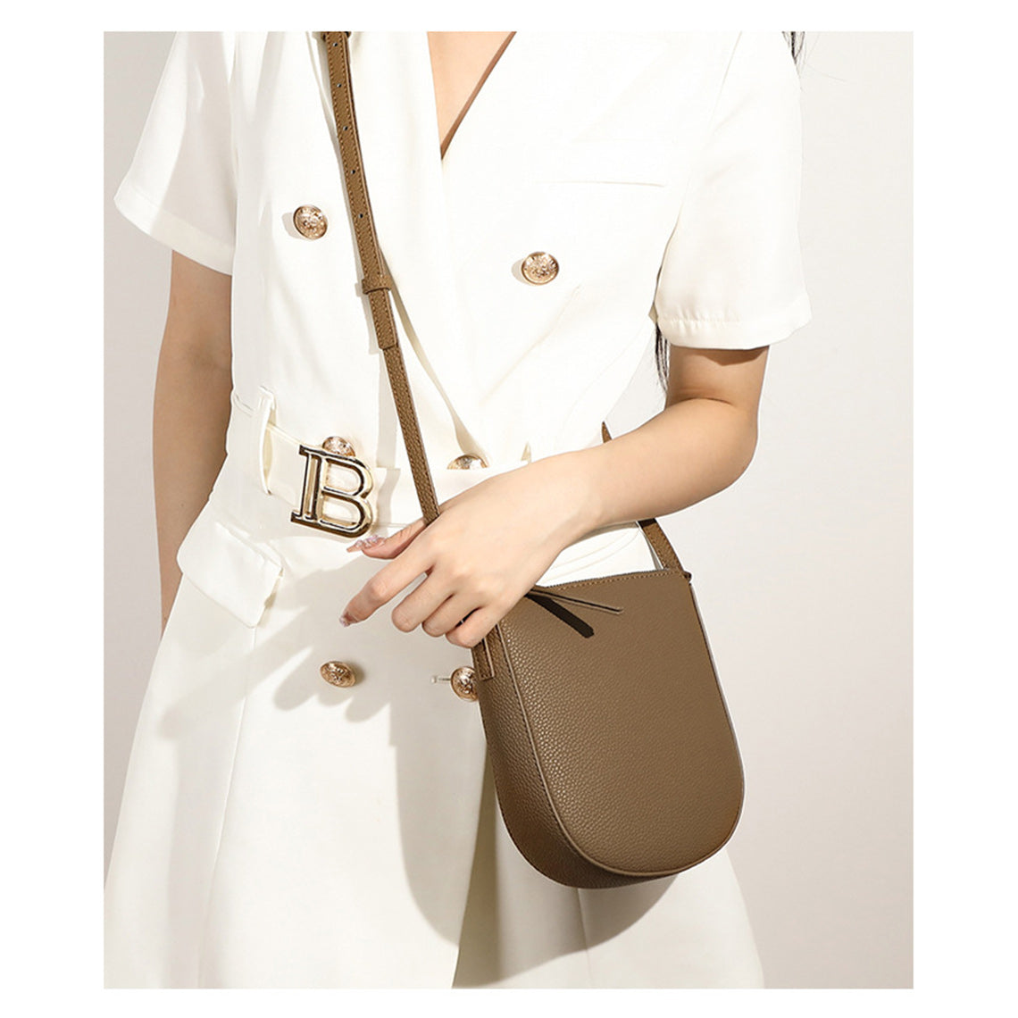 Leather Simple Crossbody Phone Bag - Image 6