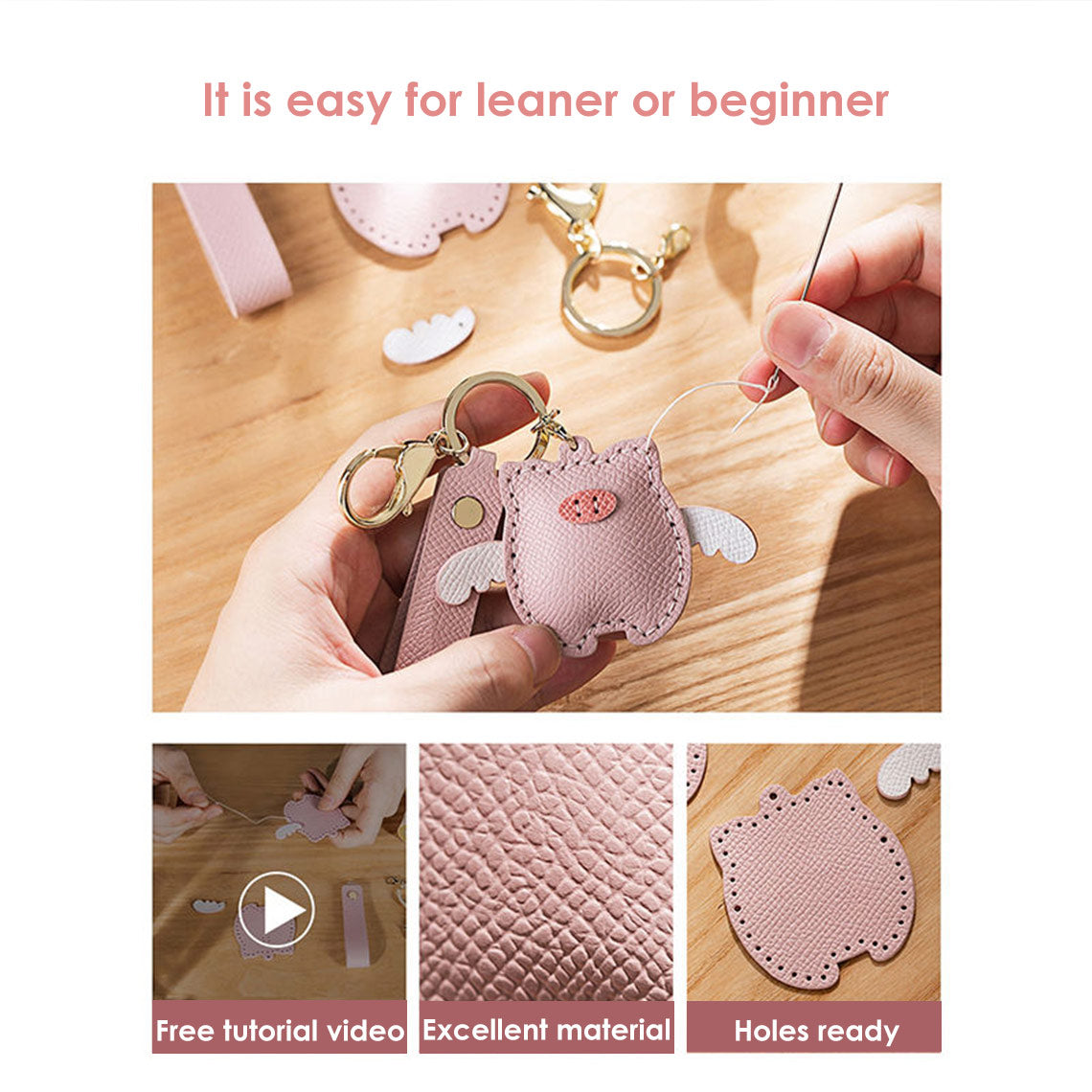 G8activist® Leather Flying Pig Keychain DIY Kit - Image 3