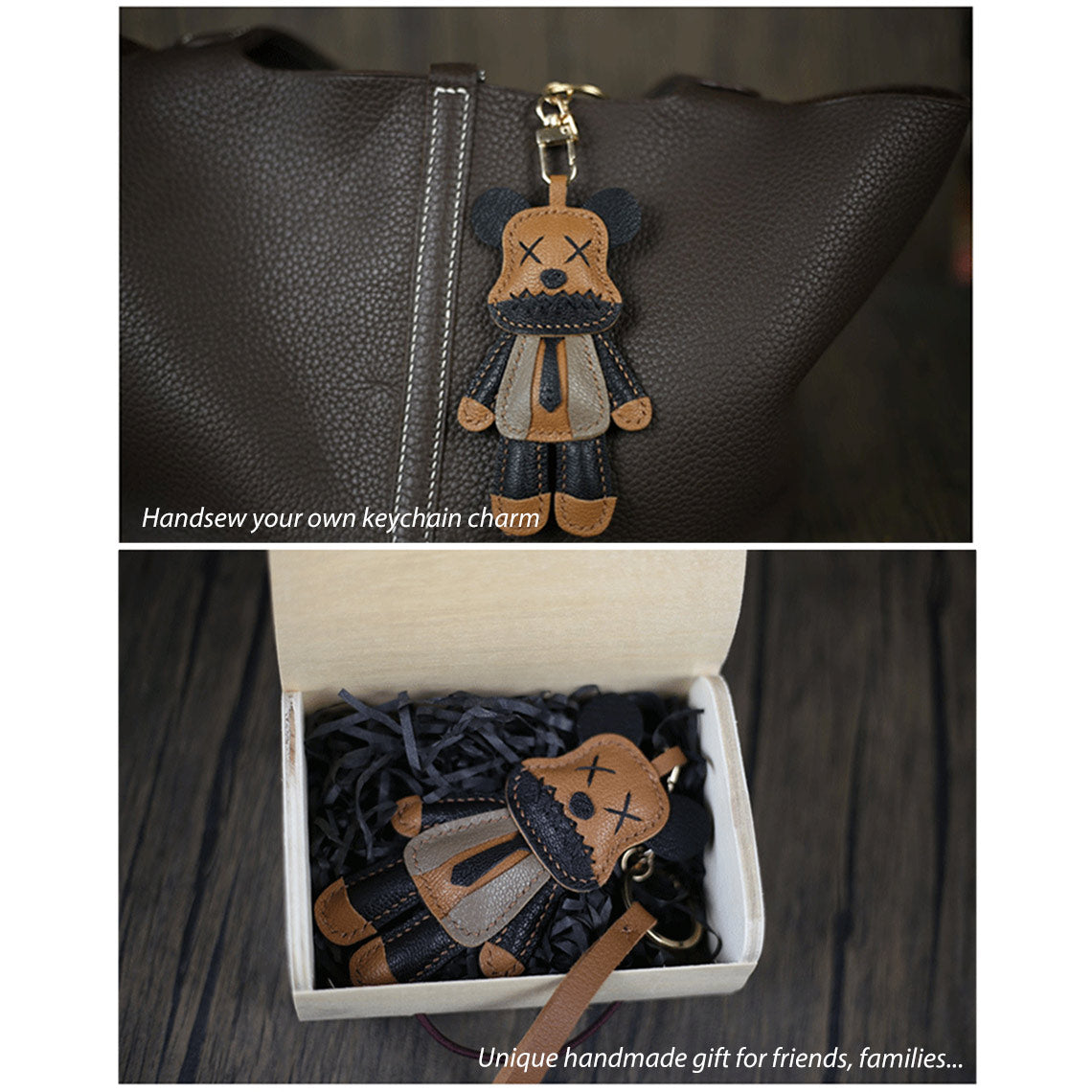 G8activist® Leather Violent Bear Keychain Charm DIY Kit - Image 3
