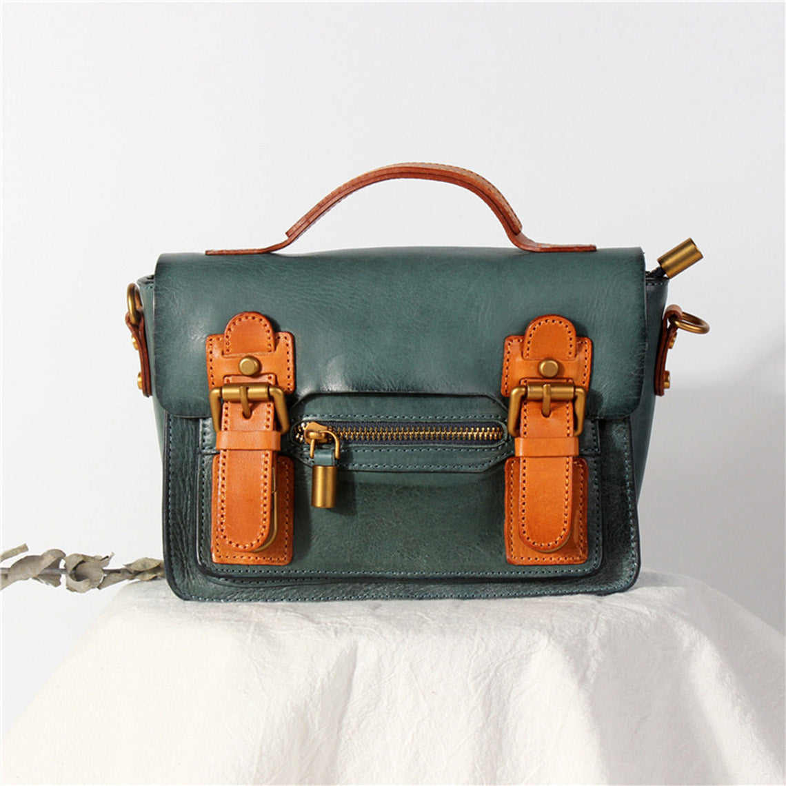 Vegetable Tanned Leather Vintage Women Satchel Bag - Image 8